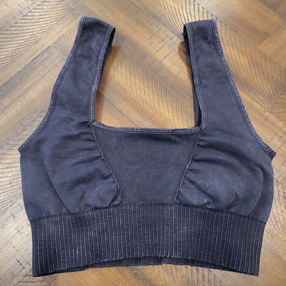 Free People Good Karma Square Neck Bra Washed Black XS/S